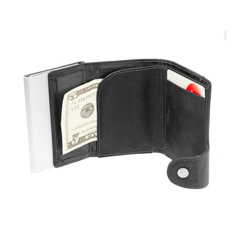 C-SECURE - Δερμάτινο Πορτοφόλι Blackwood με Προστασία RFID (WCH001-2007), μαύρο