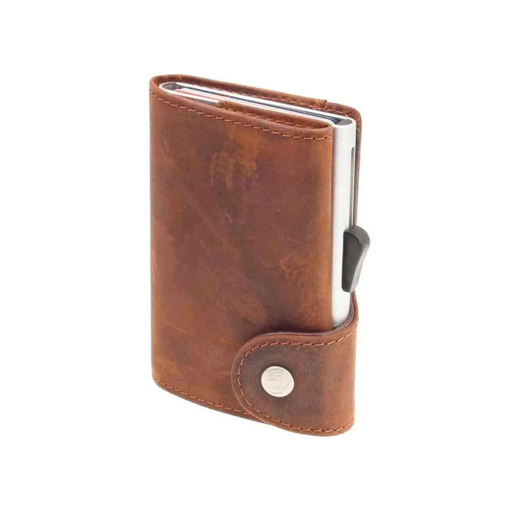c_secure_cognac_2 C-SECURE - Δερμάτινο Πορτοφόλι Cognac με Προστασία RFID (WCH001-2008), καφέ