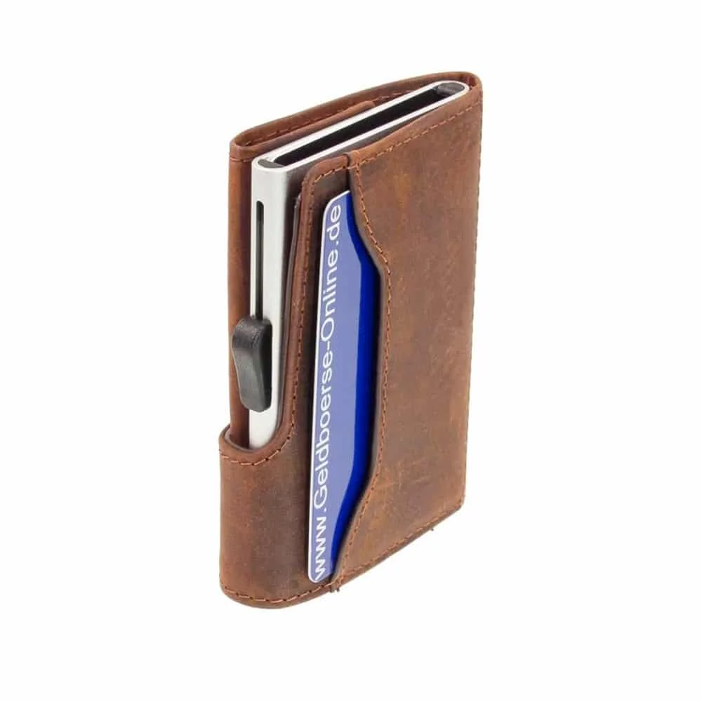 C-SECURE - Δερμάτινο Πορτοφόλι Cognac με Προστασία RFID (WCH001-2008), καφέ