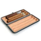 SAVINELLI - Μαύρη Δερμάτινη Πουροθήκη 3 Πούρων (Τ567ΒΚ), ξύλινη