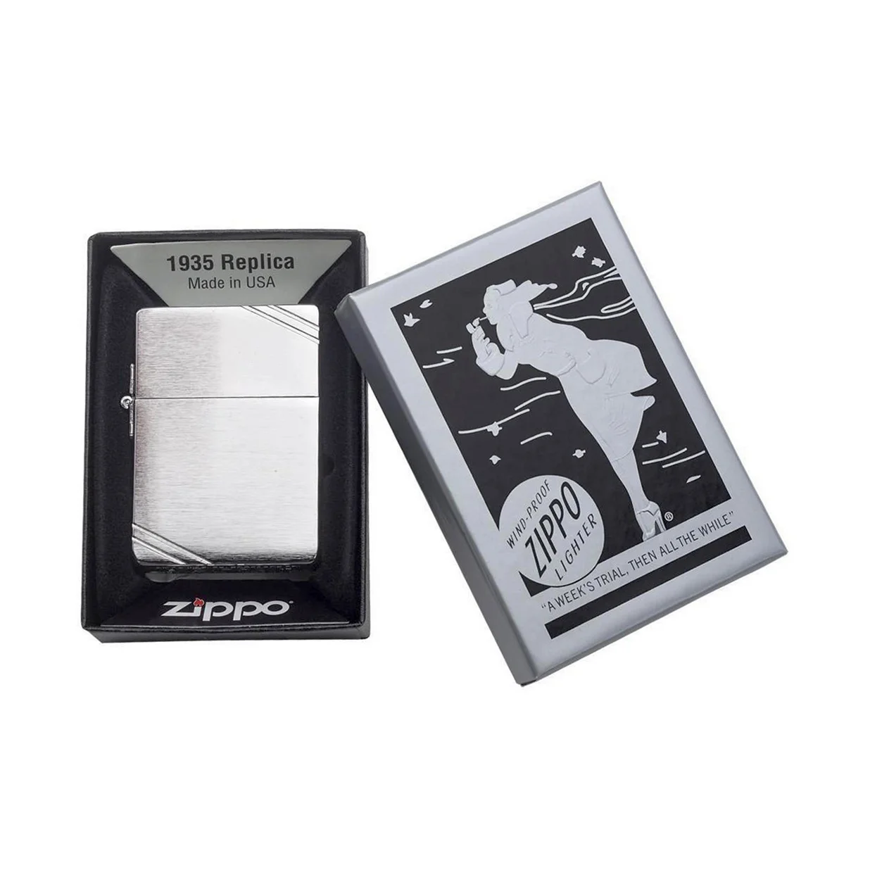 Το Zippo 1935 Replica with Slashes αποτελεί πιστή αναπαραγωγή του πρώτου αναπτήρα Zippo που κυκλοφόρησε τη δεκαετία του ’30.