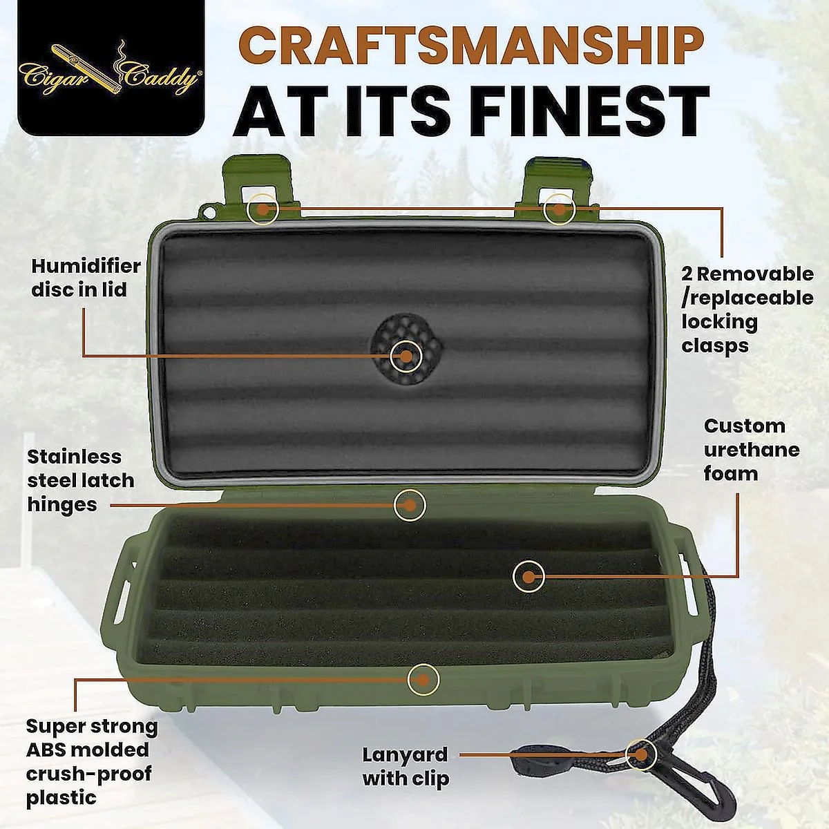 Το Cigar Caddy για 5 πούρα είναι ένα αδιάβροχο Travel Humidor που μπορεί να αντέξει σε κάθε είδους ακραίες θερμοκρασίες και ταξίδια!