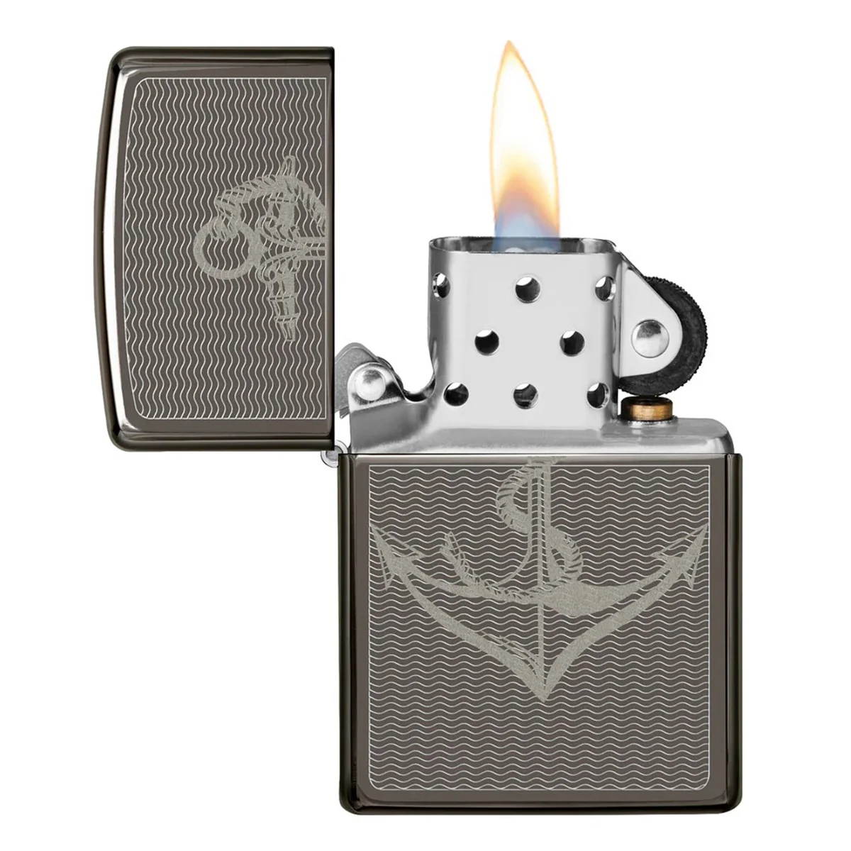 Η Zippo εντυπωσιάζει με ένα ναυτικό σχεδιασμό — μία άγκυρα χαραγμένη επάνω σε Black Ice φινίρισμα. Mια μοντέρνα και ρετρό αισθητική ταυτόχρονα.