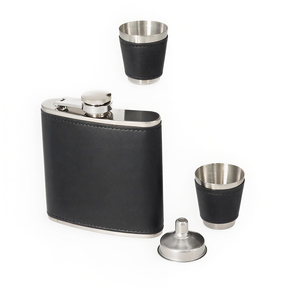 ANGELO - Σετ φλασκί 6oz Με Ποτήρια (490124) Ανοξείδωτο σετ δώρου φλασκιού της Angelo. Περιέχει: Φλασκί ποτού 177ml, 2 ποτηράκια και πρακτικό χωνί για να γεμίζετε το φλασκί.