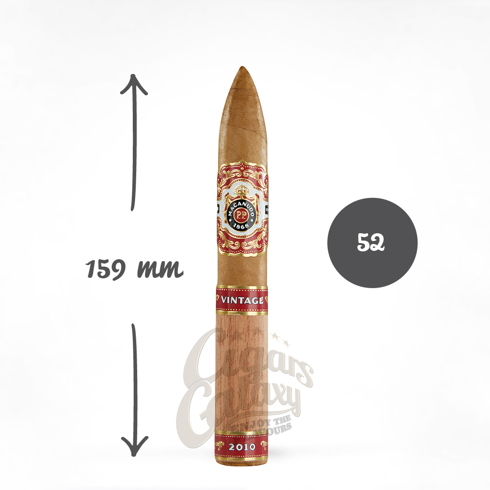 MACANUDO - Vintage Maduro 2010 Torpedo Limited Edition Το Macanudo Vintage 2010 αποτελεί ένα κομψό και ισορροπημένο premium πούρο που δημιουργήθηκε με φύλλα καλλιεργημένα το 2010.